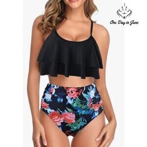 Mycoco Layered Flounce High Waist Bikini Swimsuit Size XL